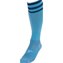 JUNIOR Size 3-6 Pro 3 Stripe Football Socks - SKY BLUE/NAVY - Contoured Ankle