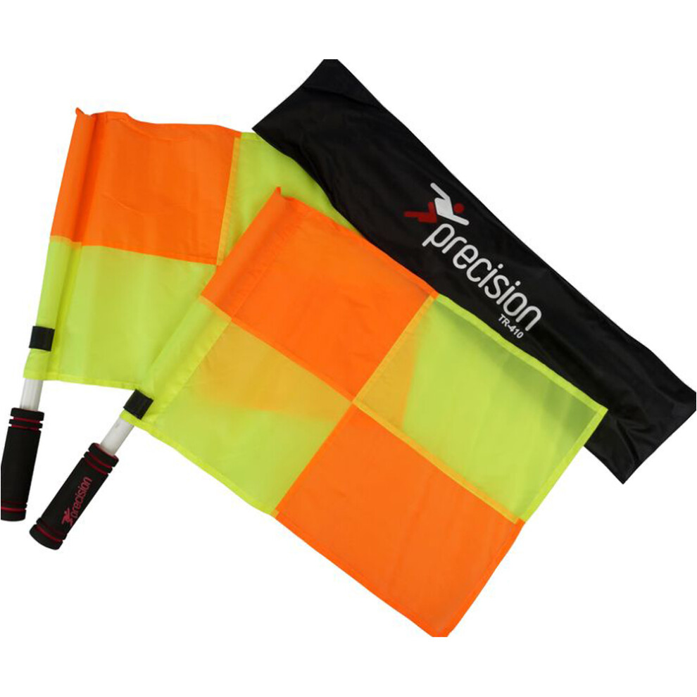 2 PACK 480mm Chequered Linesmans Flag Set - Football Official Orange Yellow Foam