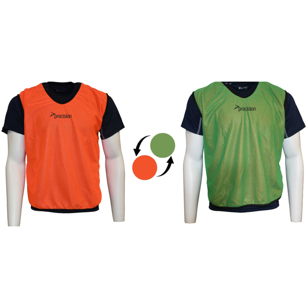 4-9 Years Kids Reversible Sports Training Bib - ORANGE & GREEN 2 Colour Vest