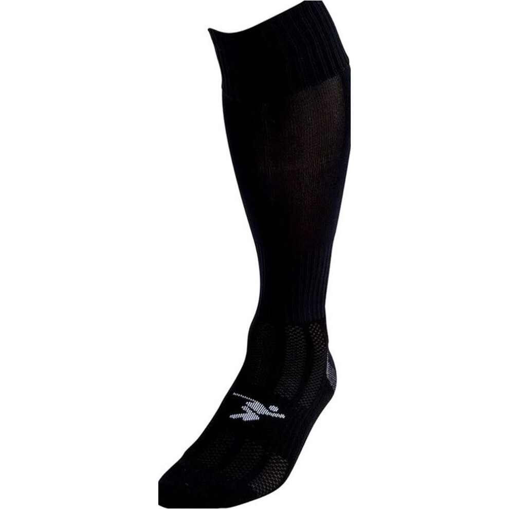 JUNIOR SIZE 8-11 Pro Football Socks - PLAIN BLACK - Ventilated Toe Protection