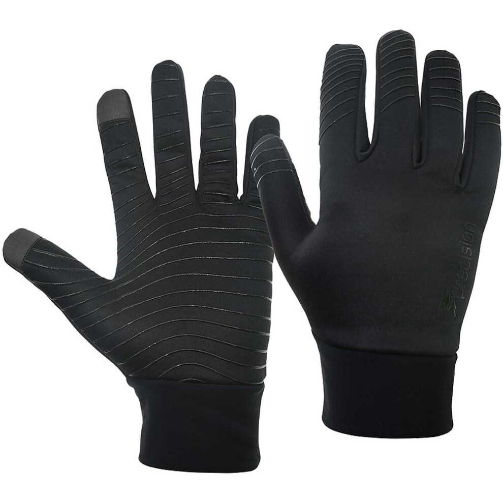 Photos - Winter Gloves & Mittens JUNIOR Fleece Lined Football Training Gloves - Black Elasticated Warm Hands