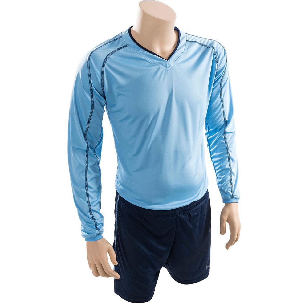 M ADULT Long Sleeve Marseille Shirt & Short Set - SKY/NAVY 38-40" Football Kit