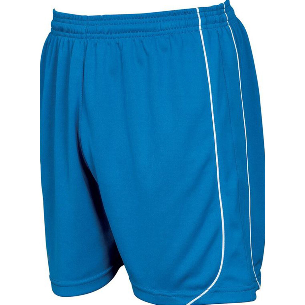 S JUNIOR Elastic Waist Football Gym Training Shorts - Plain BLUE/WHITE 22-24"