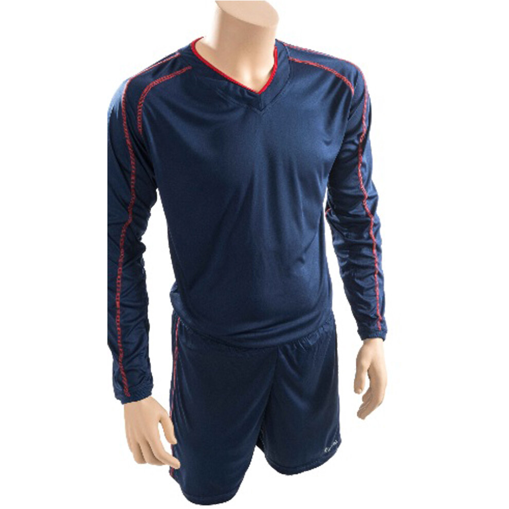 XL ADULT Long Sleeve Marseille Shirt & Short Set - NAVY/RED 46-48" Football Kit