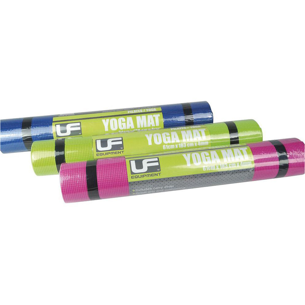 Purple 4mm Yoga Mat & Carry Strap - 183 x 61cm - Roll Out PVC Excersice Matt