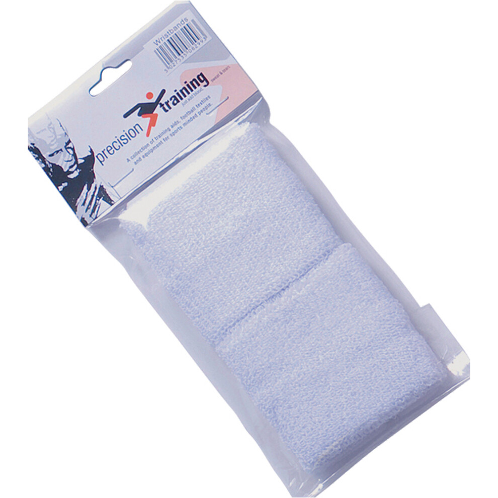 WHITE Cotton Elastic Sports Wristbands - Sweat Band Sports Gym Training Workout