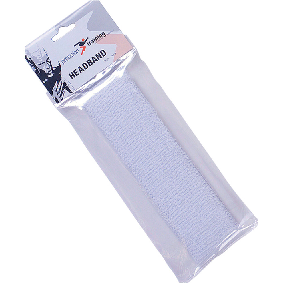 WHITE Cotton Elastic Sports Headband - Sweat Band Sports Gym Training Workout