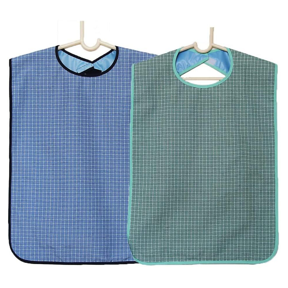 2 Pack Adult Bibs For Eating Adjustable Strap Washable Reusable Waterproof Apron