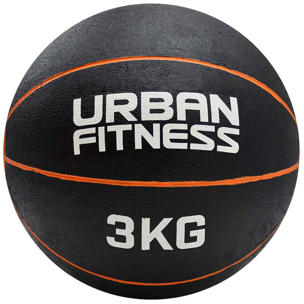 3KG 22.8cm Rubber Medicine Ball - At Home Weight Training Weighted Gym Ball