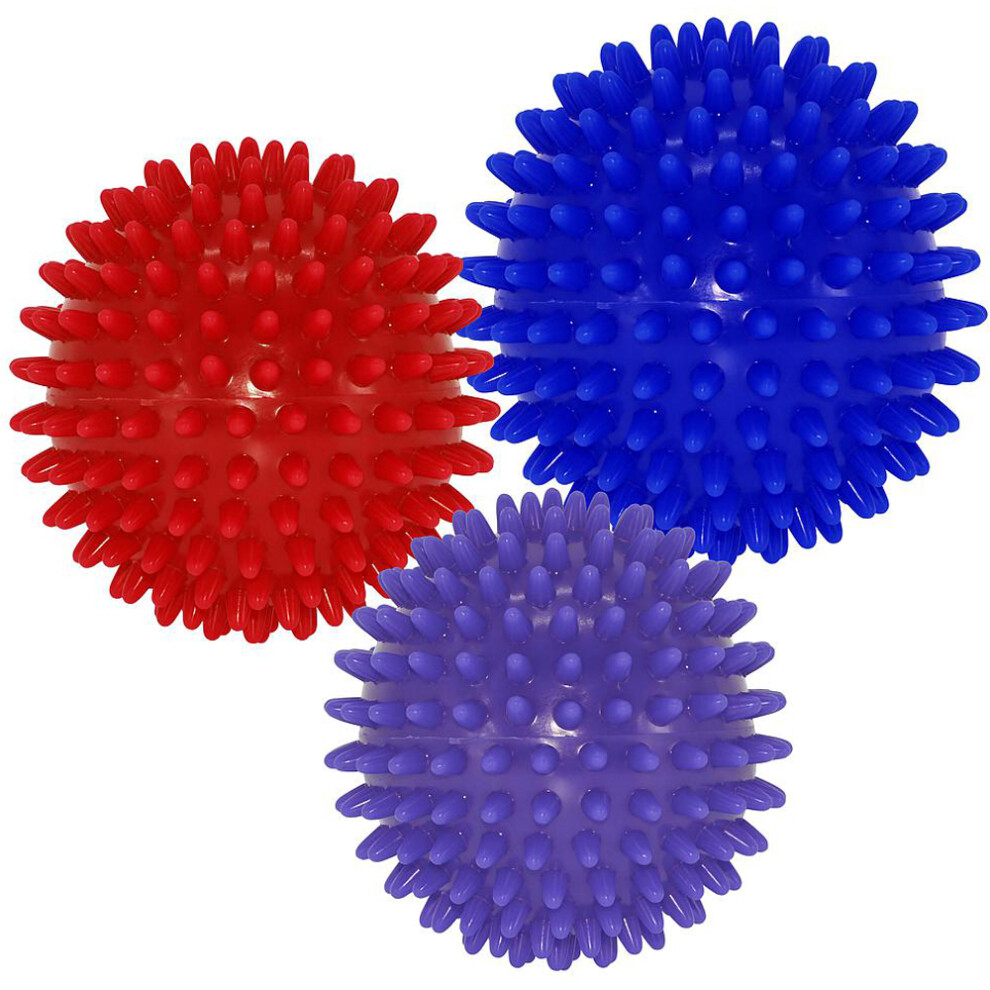 3 PACK - 7 8 & 9cm Spikey Massage Muscle Ball Roller Set - DOMS Relief Recovery