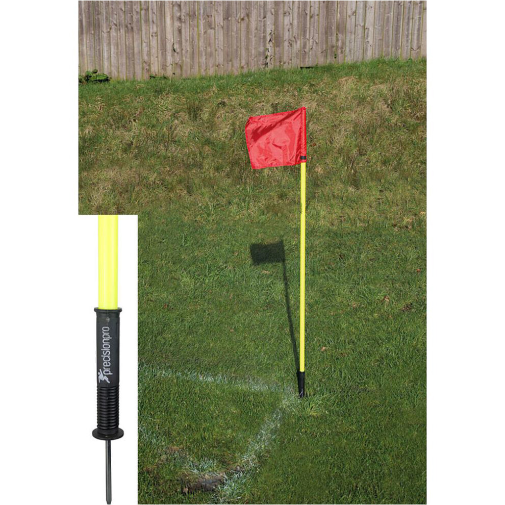 4 PACK 5ft Football Corner Posts Set - Sprung Spiked FLUO YELLOW Flags Not Inc