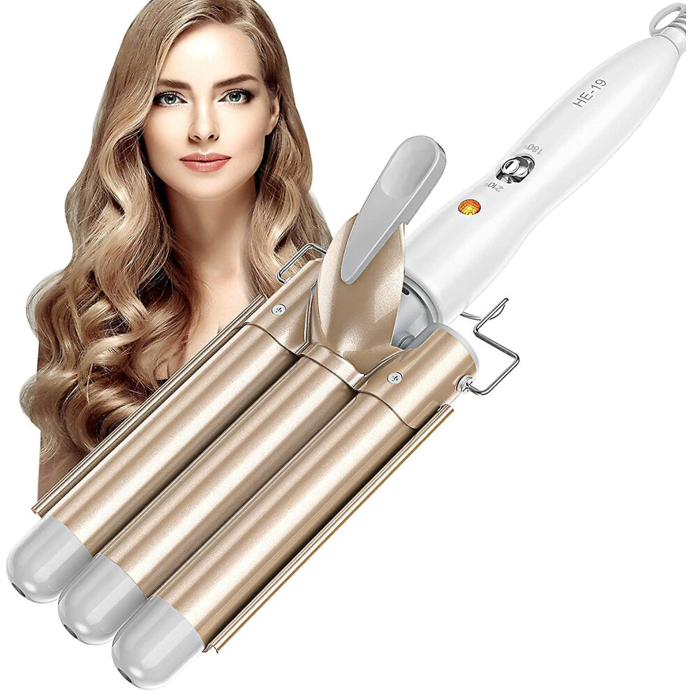 Gold Hair Waver 3 Barrel Curling Iron - 25Mm Curling Tongs For All Hair Type,