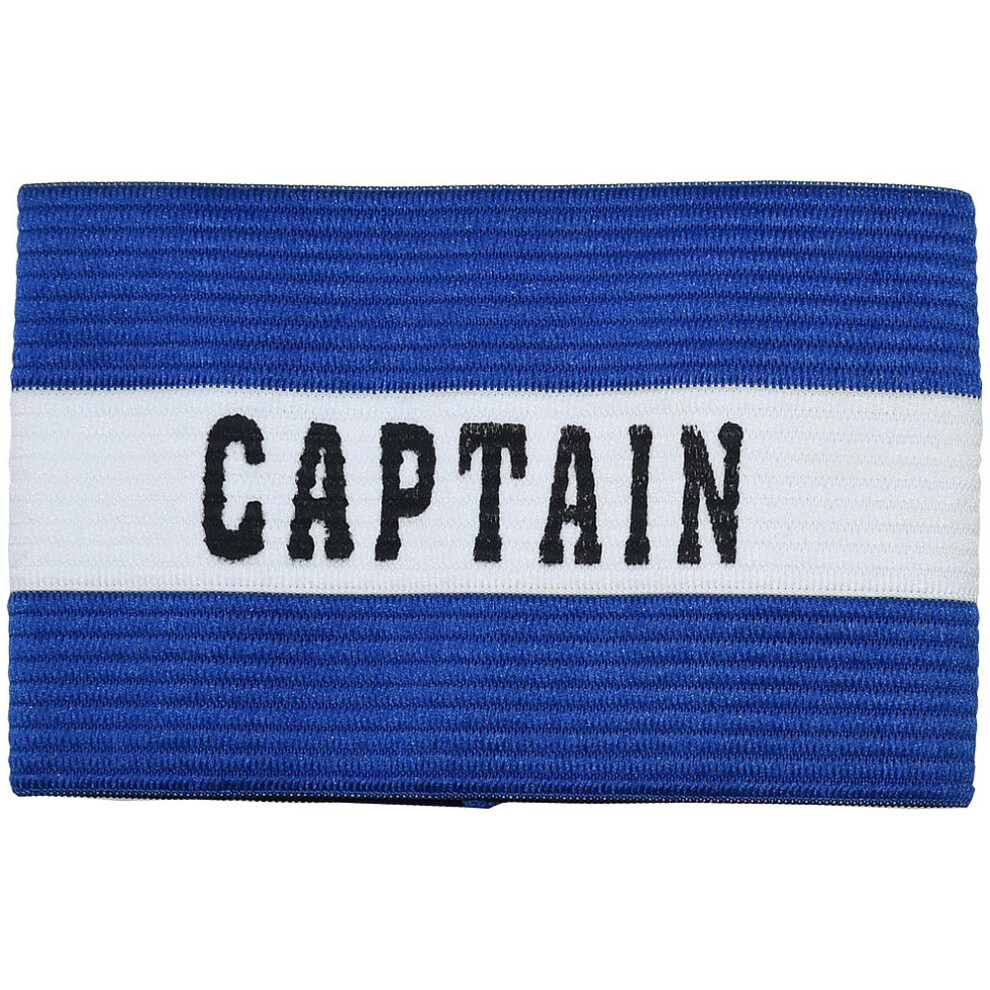 Junior Captains Armband - BLUE - Football Rugby Sports Arm Bands - White Strap