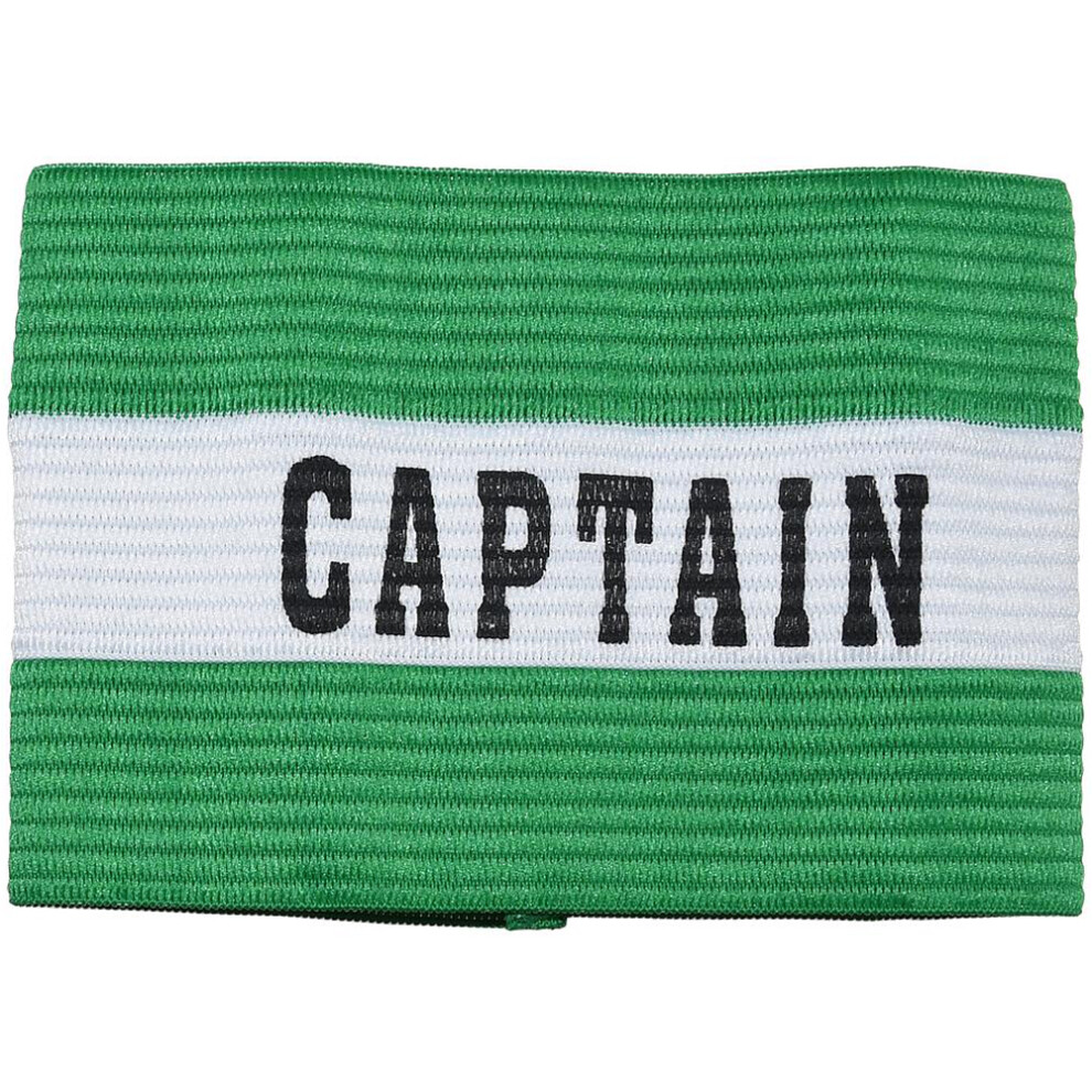 Adult Captains Armband - GREEN - Football Rugby Sports Arm Bands - White Strap