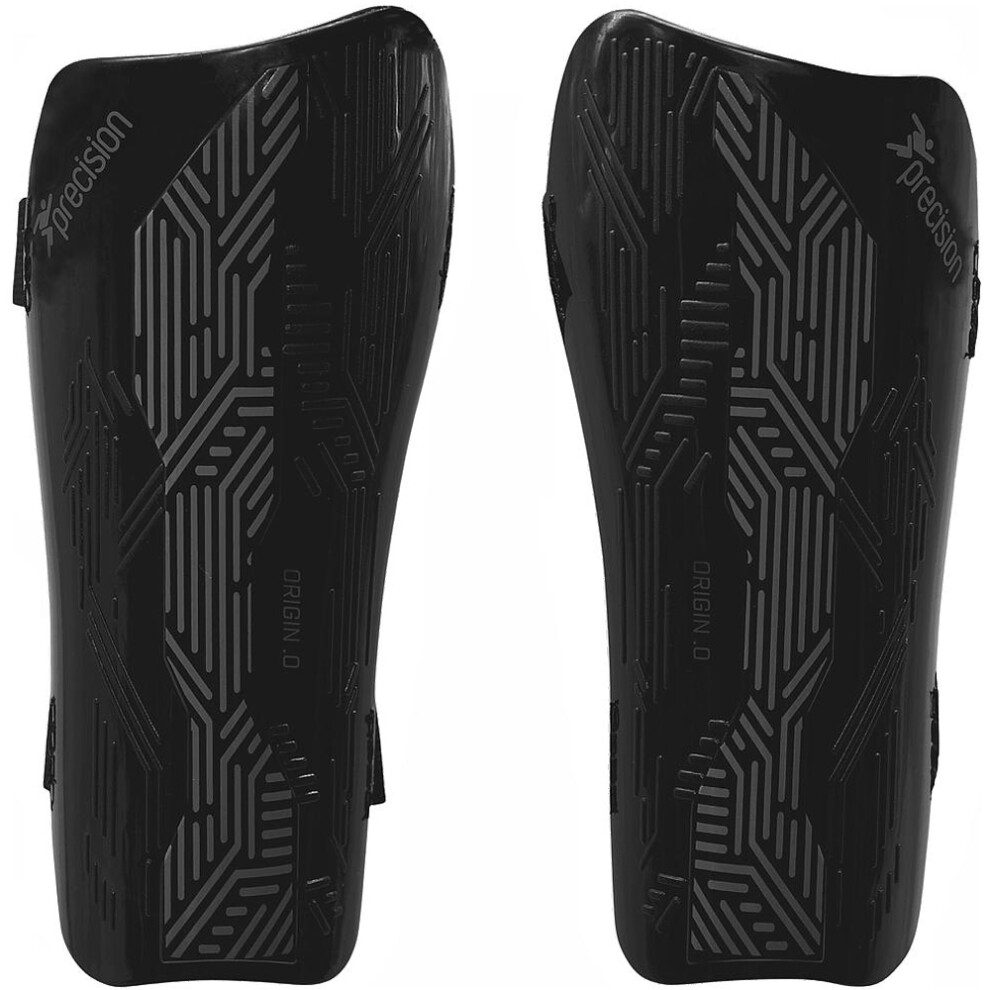 XS - Football Shin Pad Guards - BLACK/BLACK - High Impact Wrap Around Leg Cover