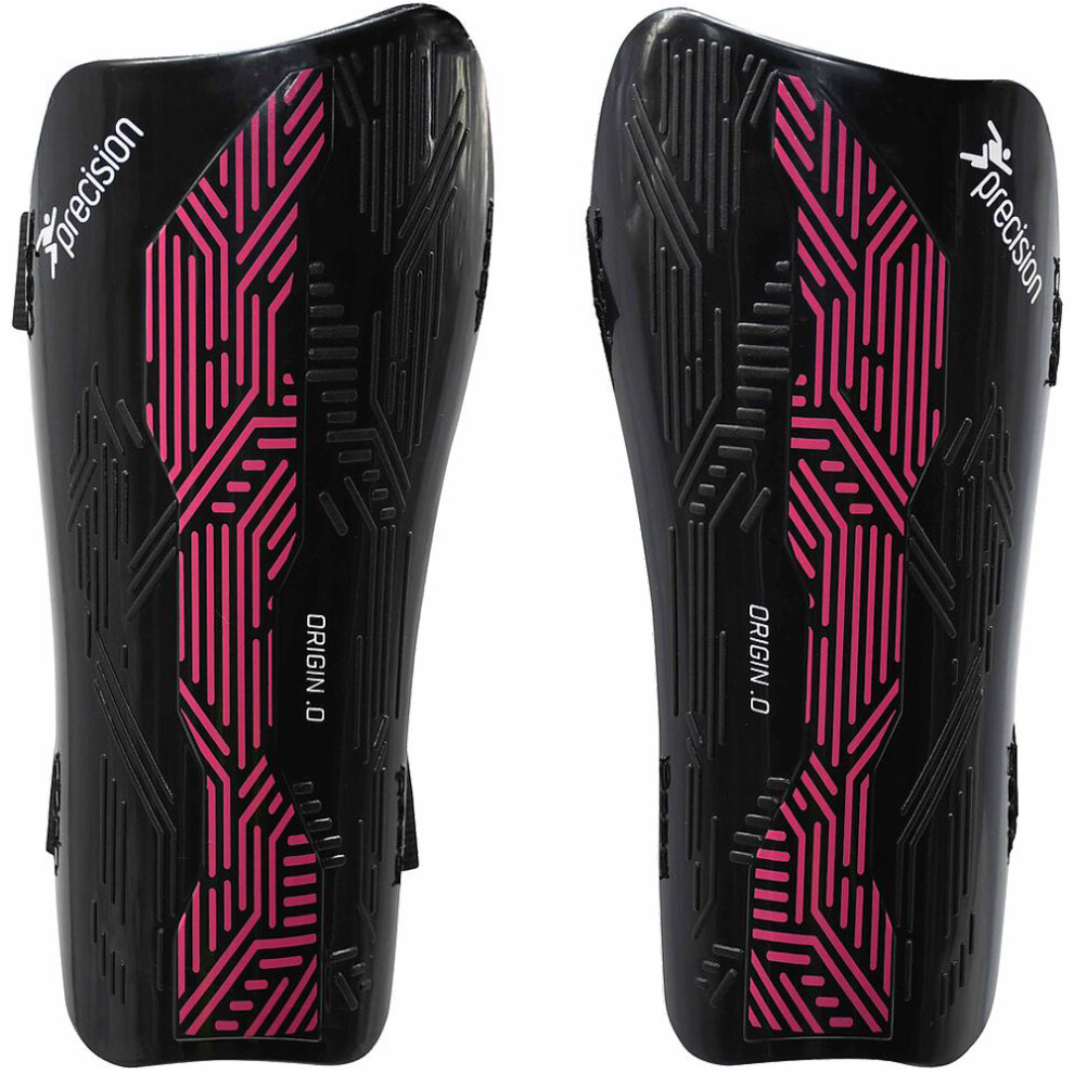 M - Football Shin Pad Guards - BLACK/PINK - High Impact Wrap Around Leg Cover