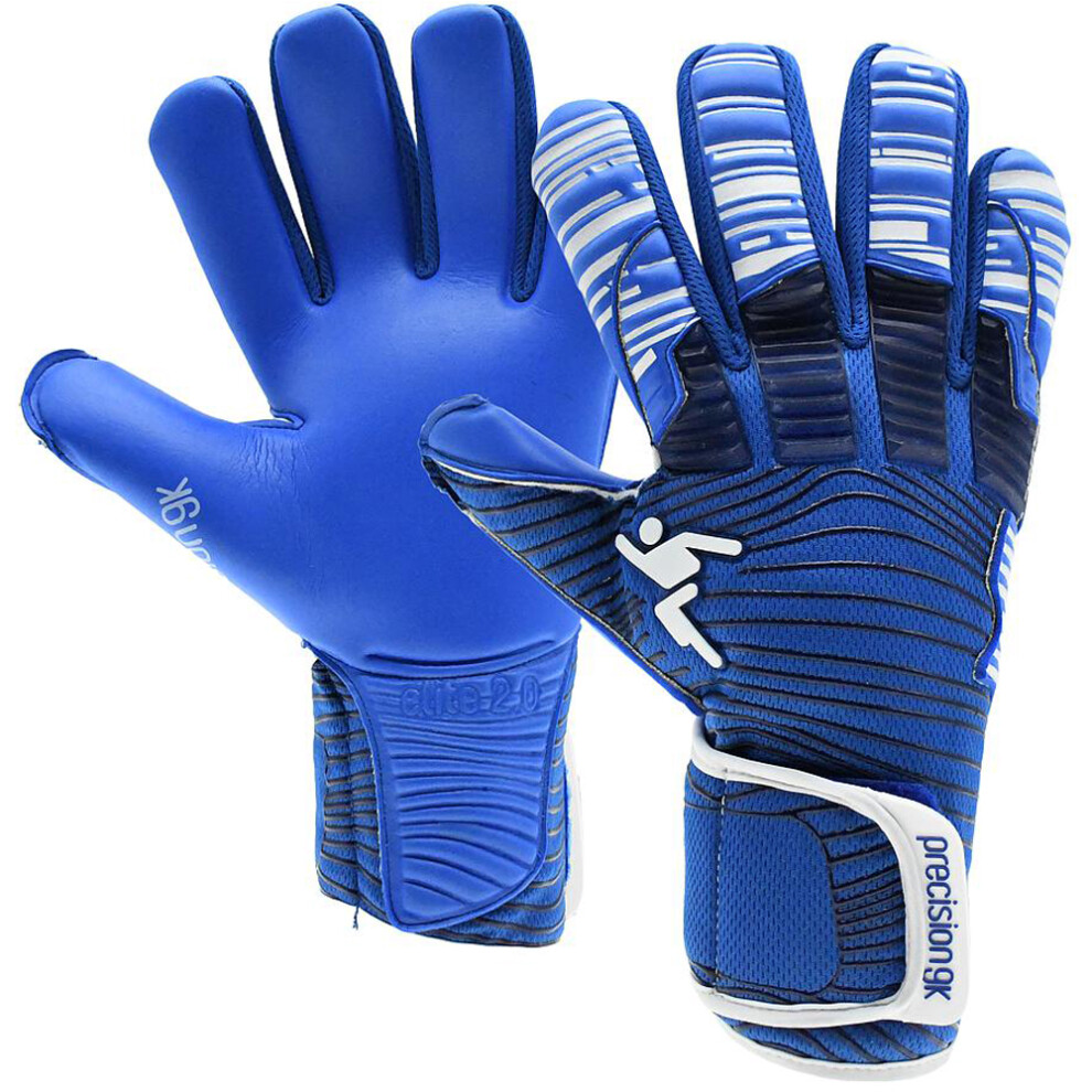 Size 8.5 Professional ADULT Goal Keeping Gloves - ELITE 2.0 Blue Keeper Glove