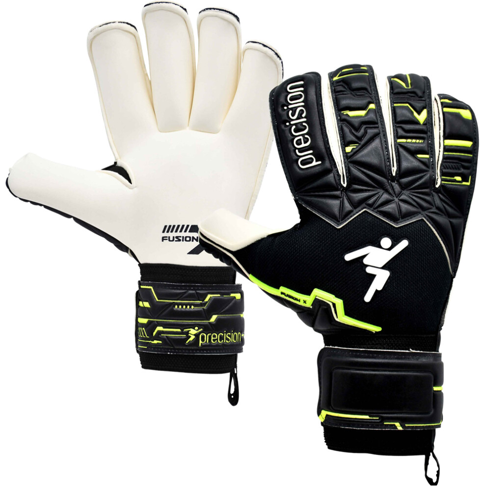 Loops Size 6 Professional Junior Goal Keeping Gloves Fusion X Black/White Keeper Glove