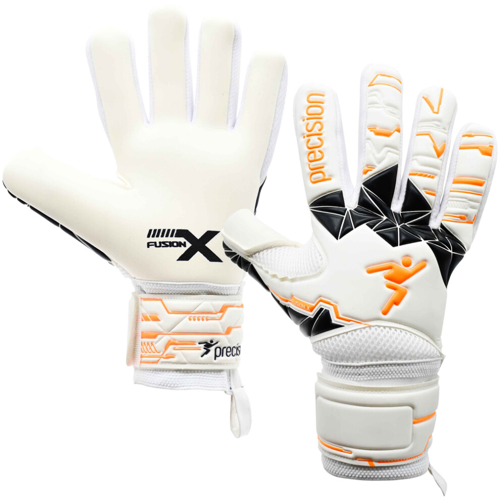 Size 5 PRO JUNIOR Goal Keeping Gloves - Contact Duo Replica White/Orange Glove