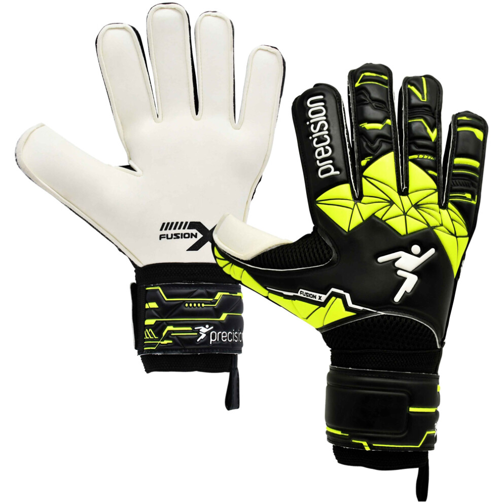 Loops Size 7 Professional Junior Goal Keeping Gloves Flat Cut Black/Green Keeper Glove