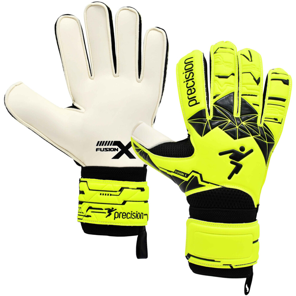 Loops Size 5 Professional Junior Goal Keeping Gloves Flat Cut Fluo Yellow Keeper Glove