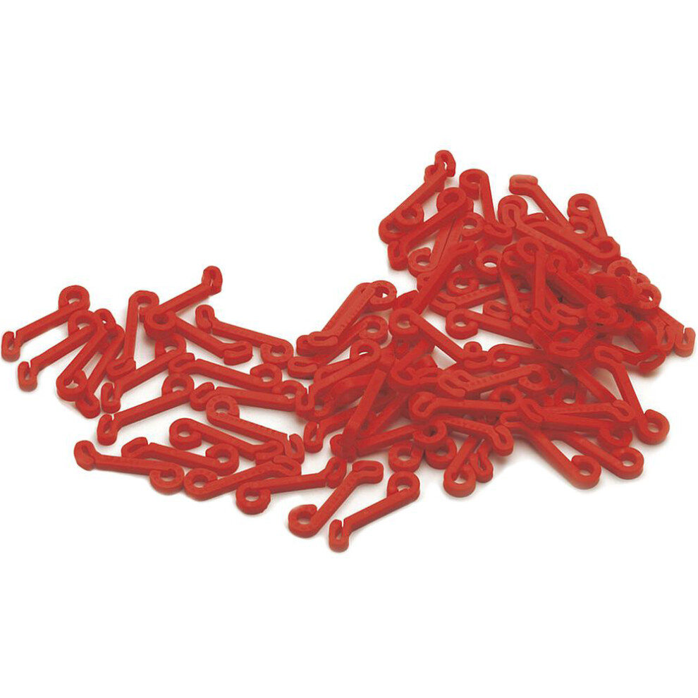 Loops 80 Pack Football Net Fast Clips - Goal Post Netting Fixings - Plastic Red