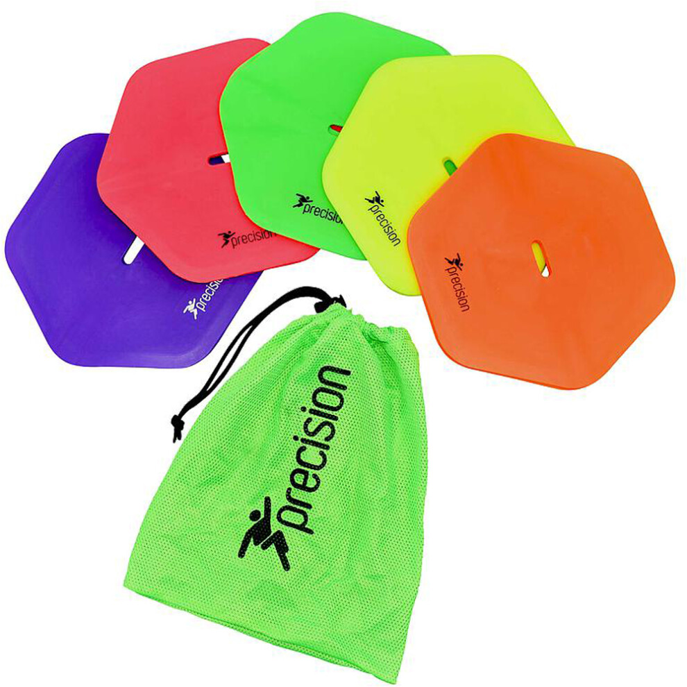 10 Pack Flat Hex Sports Pitch Markers - FLUORESCENT PINK Slim Pitch Training