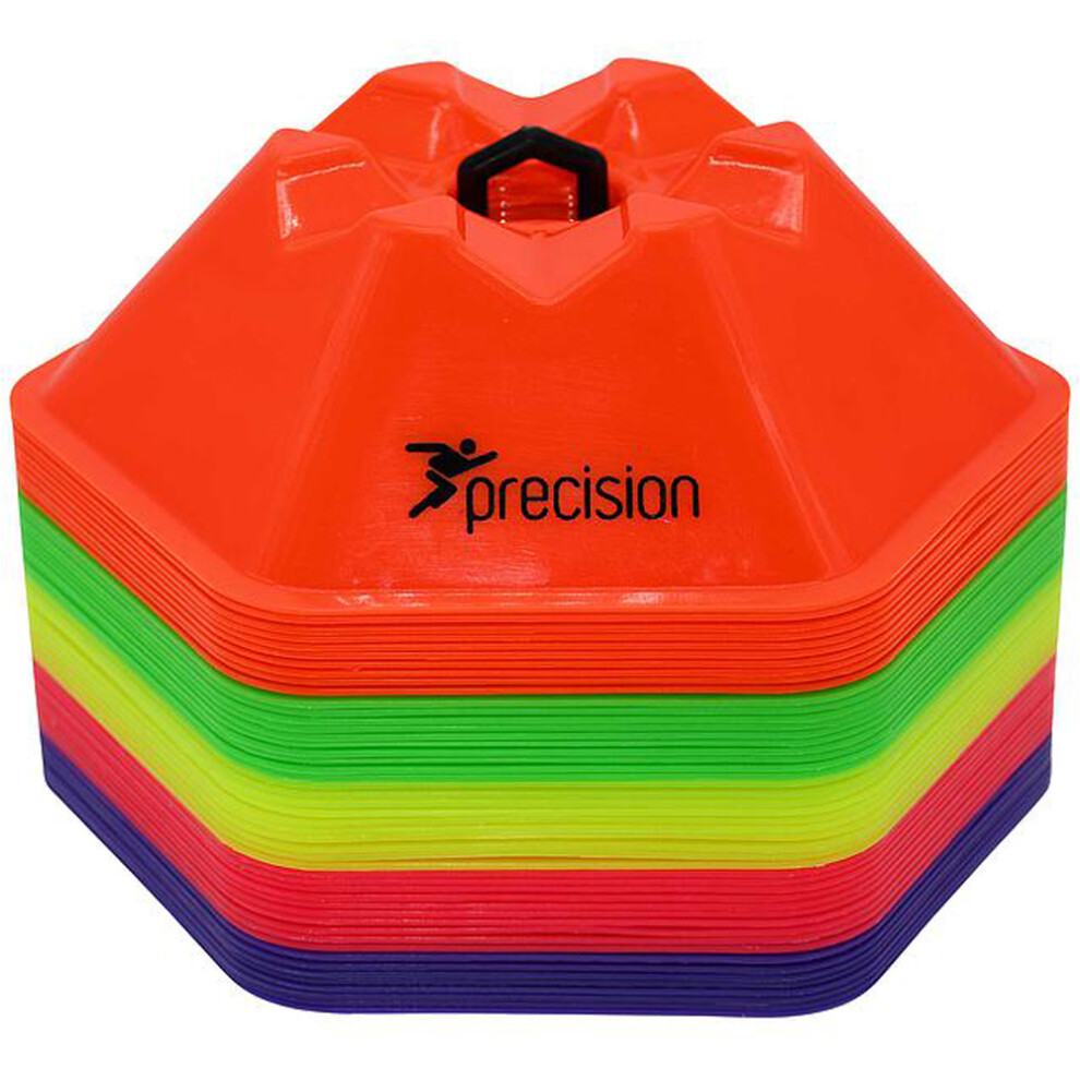 Loops 50 Pack 200Mm Hex Saucer Cone Marker Set Assorted Flexible Pitch Court Training