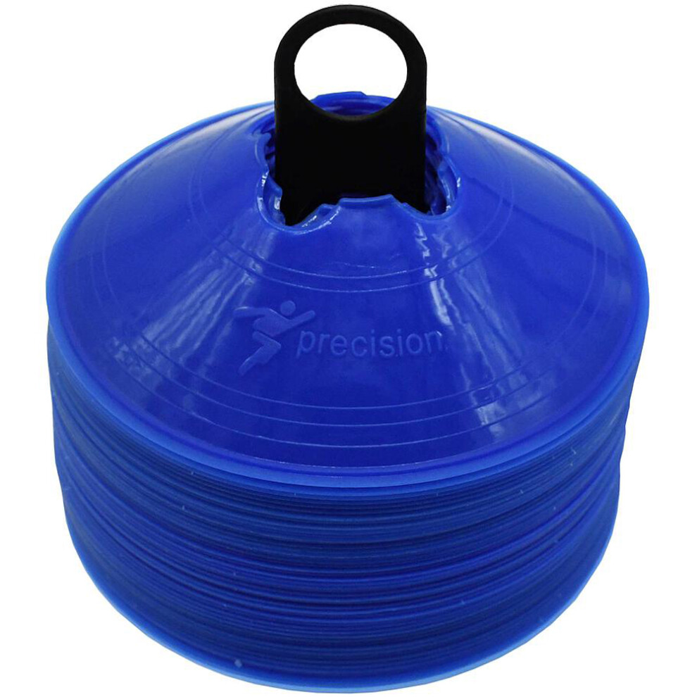 Loops 50 Pack 200Mm Round Saucer Cone Marker Set Flexible Pitch Court Training Blue