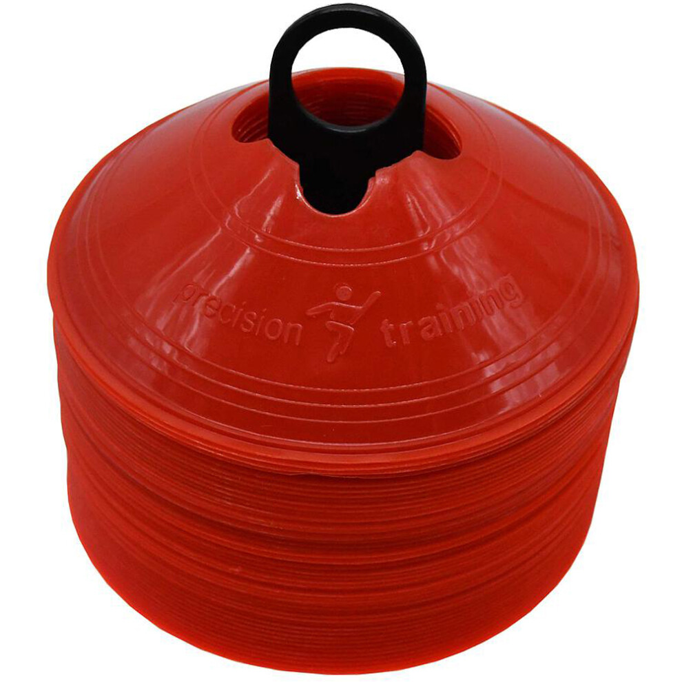 Loops 50 Pack 200Mm Round Saucer Cone Marker Set Flexible Pitch Court Training Red