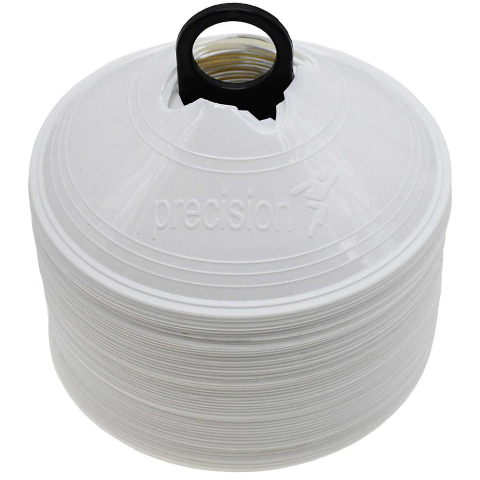 Loops 50 Pack 200Mm Round Saucer Cone Marker Set Flexible Pitch Court Training White