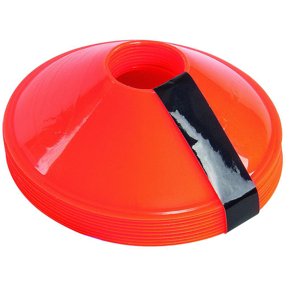 Loops 10 Pack 200Mm Round Saucer Cone Marker Set Flexible Pitch Court Training Orange