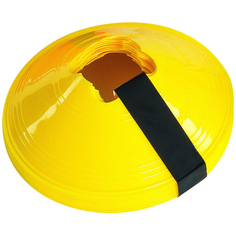 Loops 10 Pack 200Mm Round Saucer Cone Marker Set Flexible Pitch Court Training Yellow