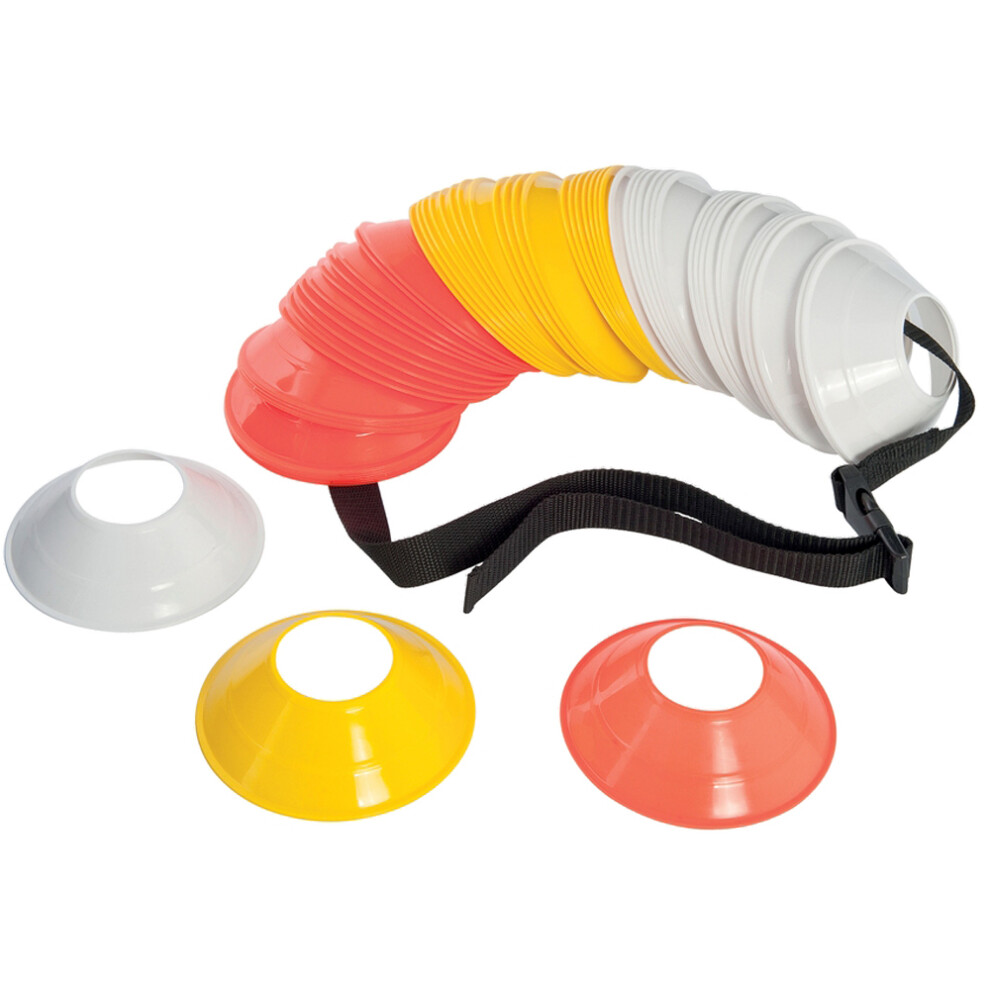 Loops 60 Pack Assorted Mini Saucer Cone Marker Set - 12.5Cm Round Football Pitch Kit