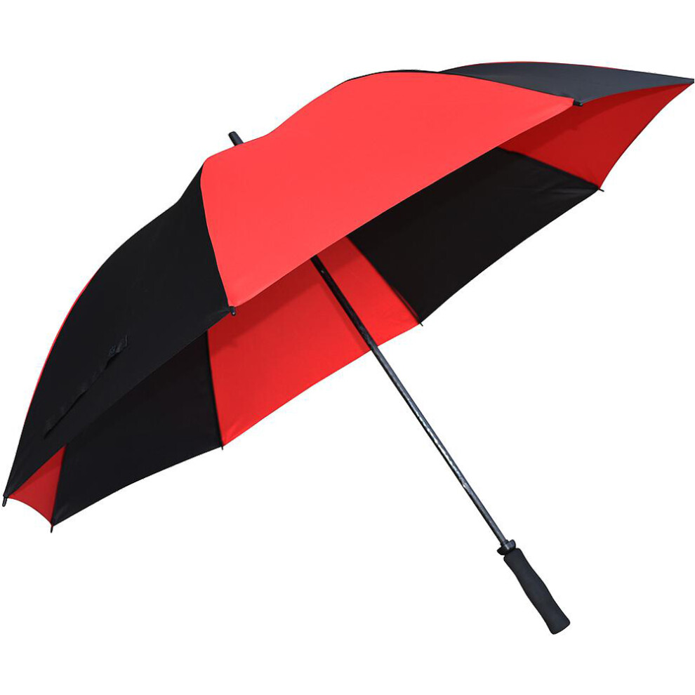 30" Fiberglass Golf Umbrealla - BLACK/RED - Comfort Handle & Lightweight Brolly-image-OPC-PDNSGVN-NEW