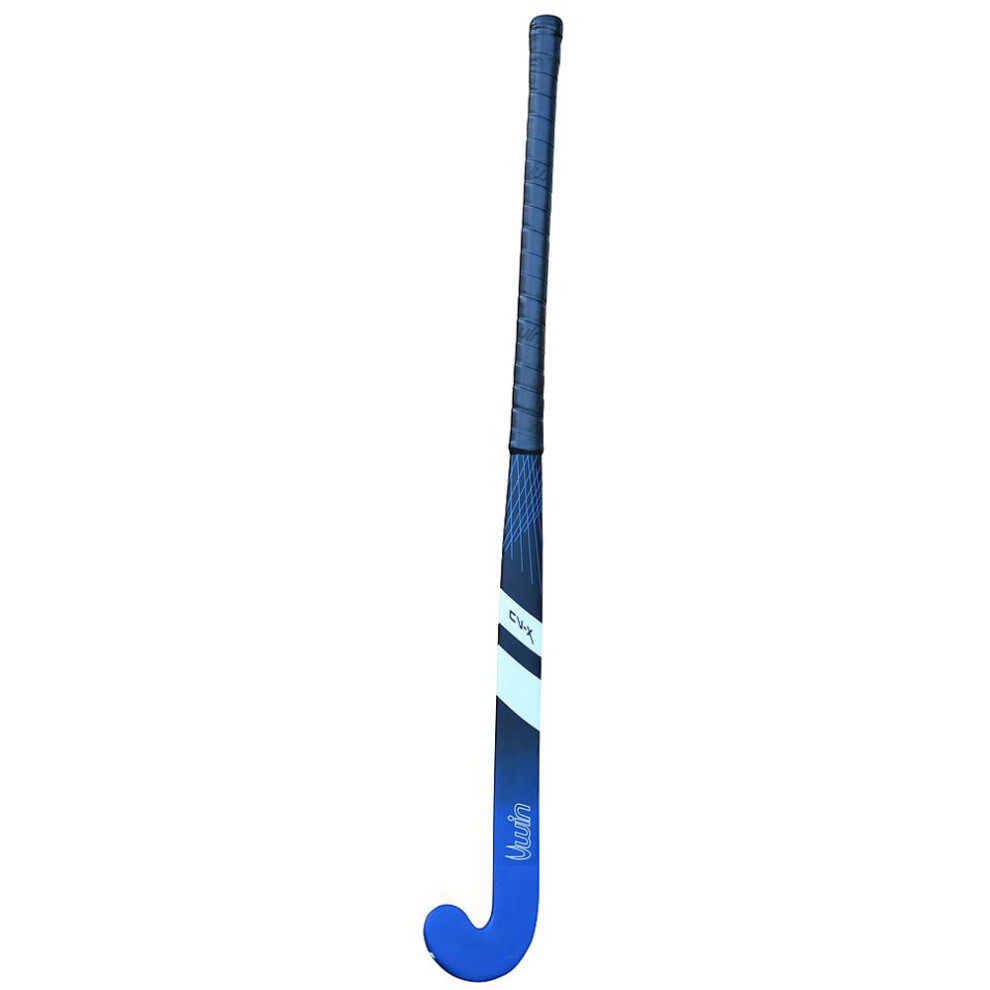 28 Inch Fiberglass Hockey Stick - BLACK/BLUE - Standard Bow Comfort Grip Bat