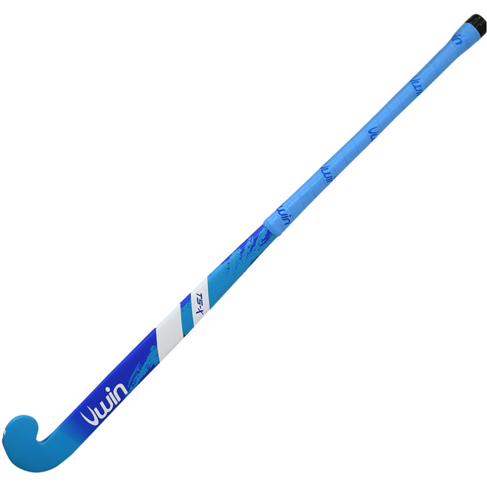 32 Inch Mulberry Wood Hockey Stick - BLUE/AQUA - Ultrabow Micro Comfort Grip