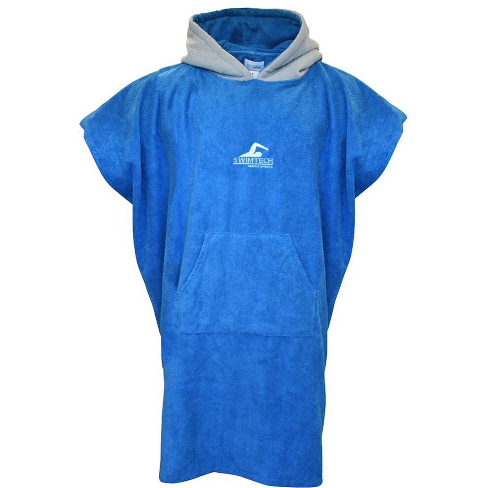 ADULT Microfiber Swim Poncho Towel Robe - Blue/Grey - Beach Swimming Top-image-OPC-PDNSHD2-NEW