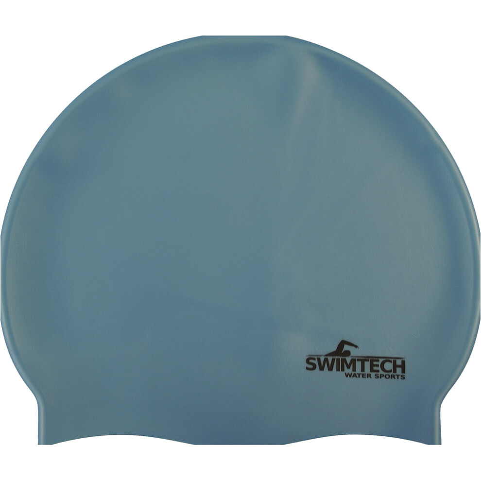 ONE SIZE Silicone Swim Cap - SKY BLUE - Comfort Fit Unisex Swimming Hair Hat