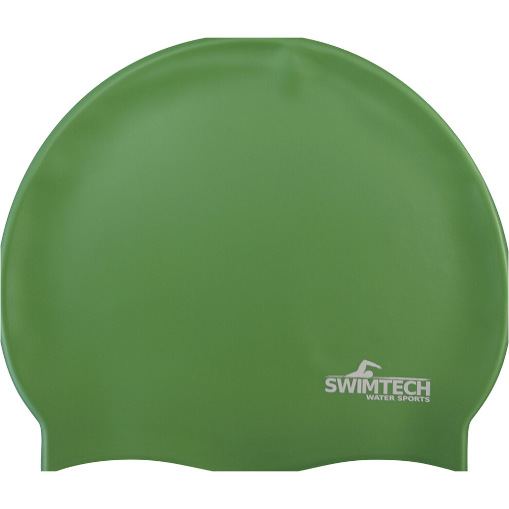 ONE SIZE Silicone Swim Cap - GREEN - Comfort Fit Unisex Swimming Hair Hat-image-OPC-PDNSHF6-NEW