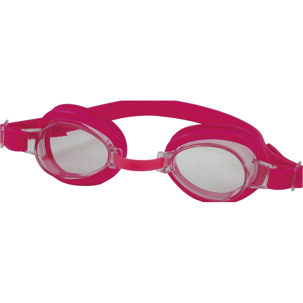 Loops Junior Pink Swimming Goggles - Adjustable Strap & Nose Bridge Pool Holiday