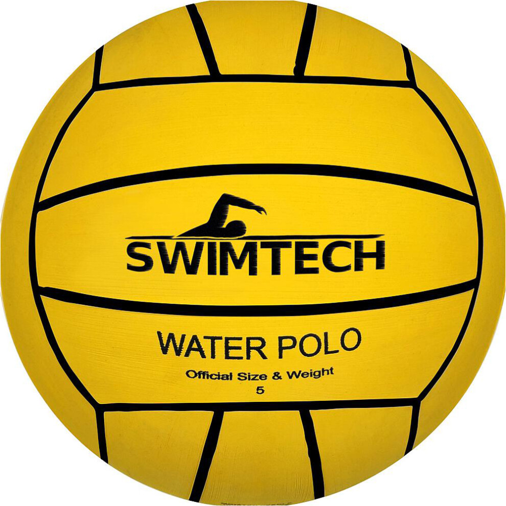 Size 4 Official Premium Rubber Water Polo Ball - Rough Wet Grip Yellow Pool Ball