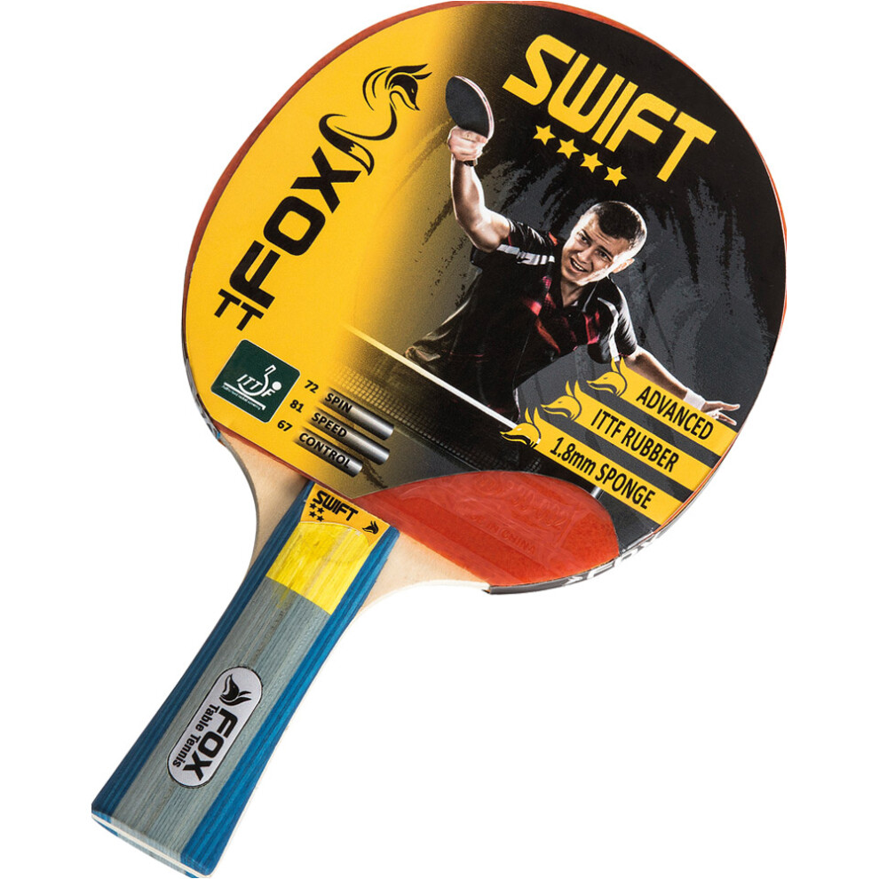 Loops 4 Star Table Tennis Bat - 1.8Mm Sponge 6Mm Blade Flared Handle Racket Ping Pong