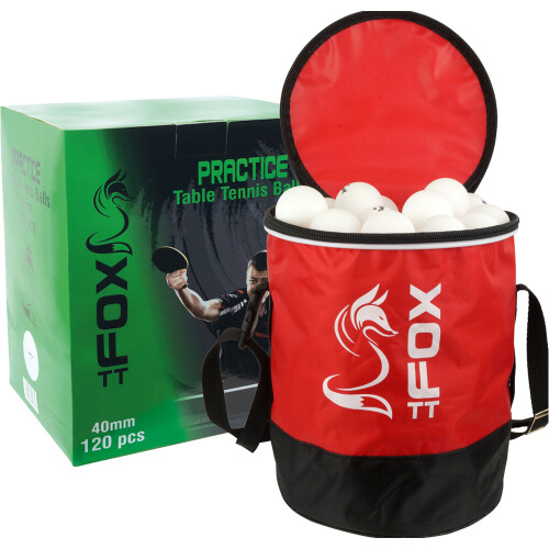 Loops 120 PACK 40mm Practice Table Tennins Balls & Bag - Long Lasting Training Level