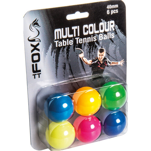 Loops 6 PACK Multi Colour 40mm Table Tennis Balls - Long Lasting Training Level