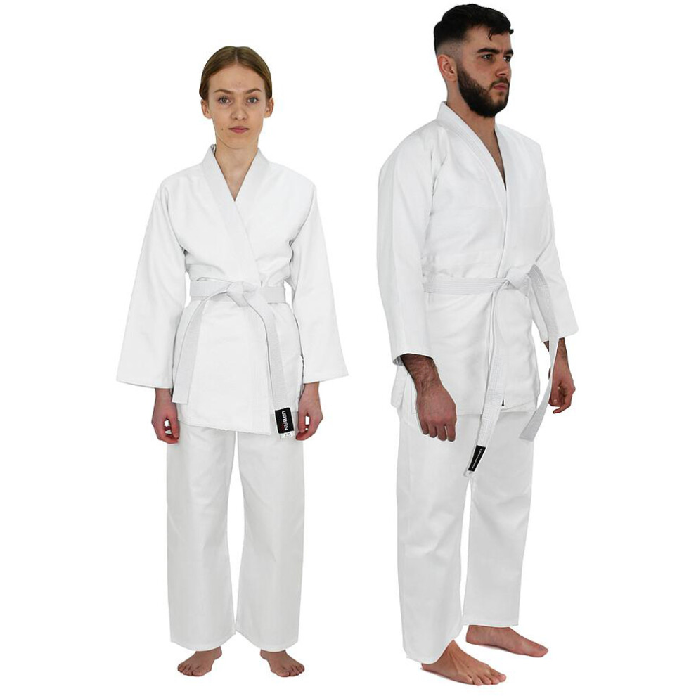 White Junior Judo Gi Suit - 110cm 4-5 Years - Wrap Around Full Set & Belt