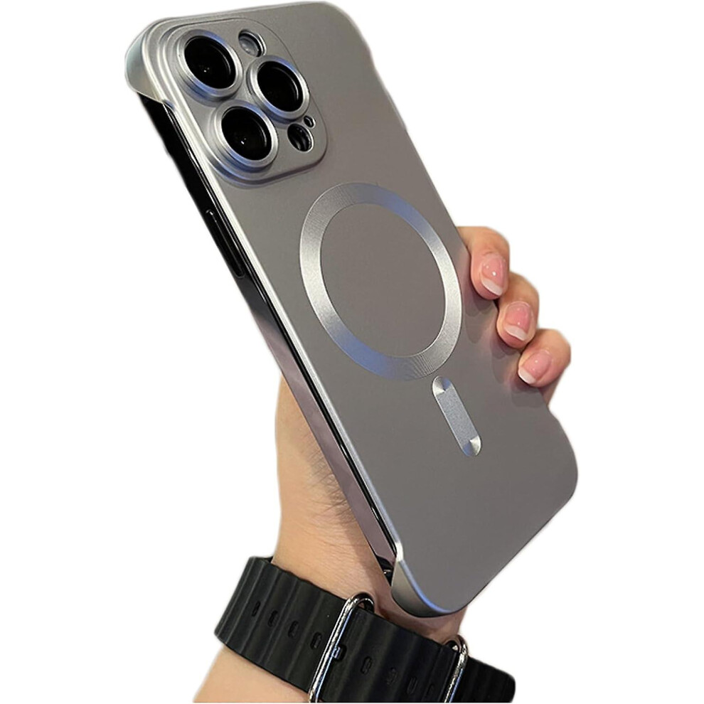 (Silver, iPhone 15 Pro Max) Magsafe Frameless Matte Ultra-thin Lightweight Bumper Phone Case For Iphone15 Pro Max/iphone15 Pro