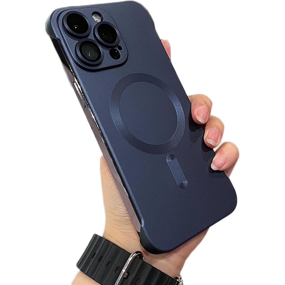 (Dark blue, iPhone 15 Pro Max) Magsafe Frameless Matte Ultra-thin Lightweight Bumper Phone Case For Iphone15 Pro Max/iphone15 Pro