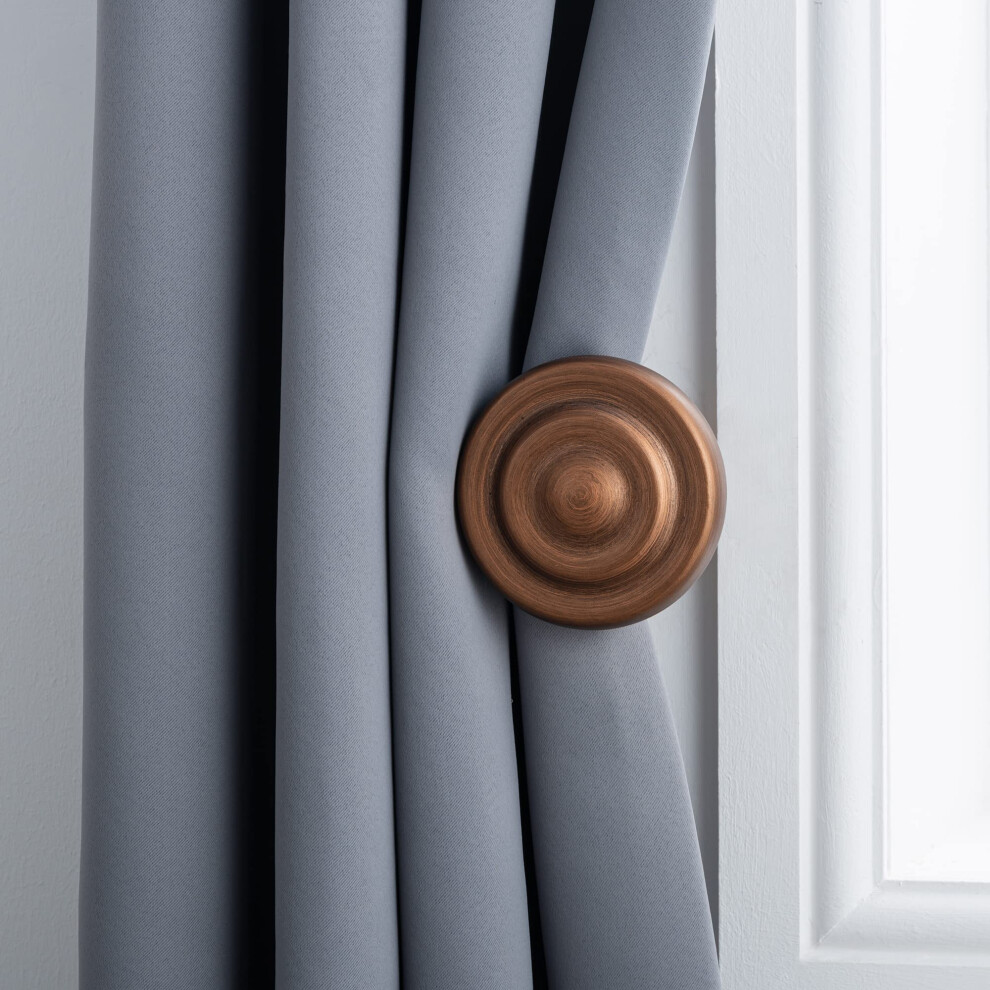 (Walnut, Holdbacks) A.Unique Home Ribbed Wooden Curtain Pole with Rings and Fittings, In a Variety of Colours and Sizes (35mm)