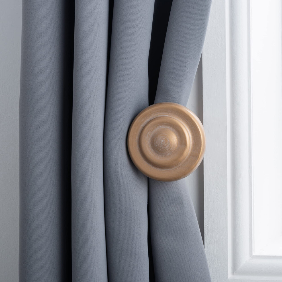 (Light Bronze, Holdbacks) A.Unique Home Ribbed Wooden Curtain Pole with Rings and Fittings, In a Variety of Colours and Sizes (35mm)